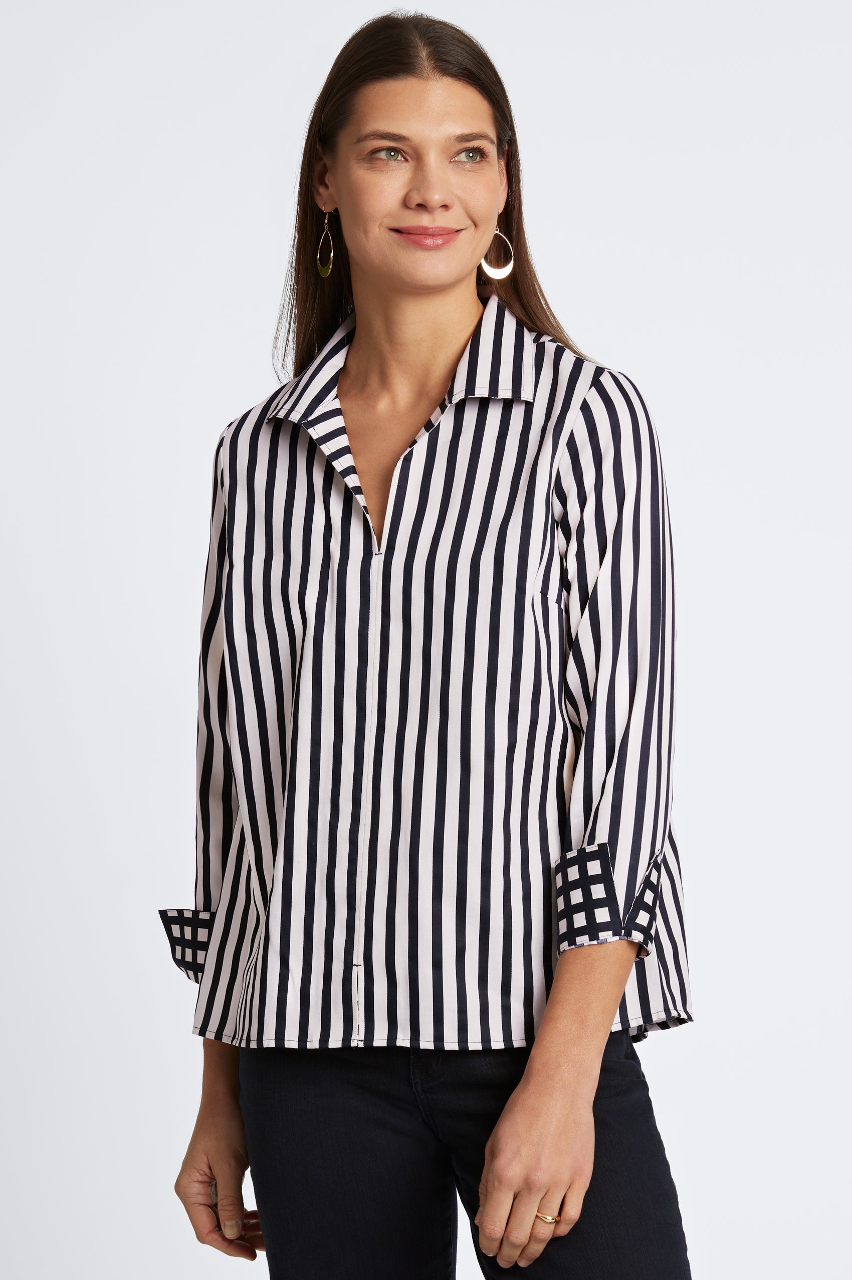 Agnes No Iron Stripe & Gingham Shirt