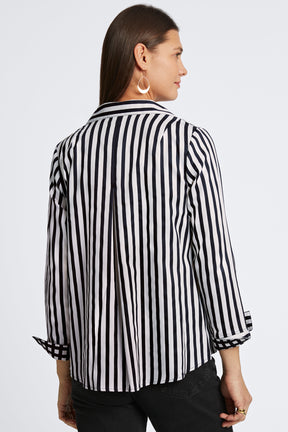 Agnes Stripe & Gingham Long Sleeve Popover Shirt