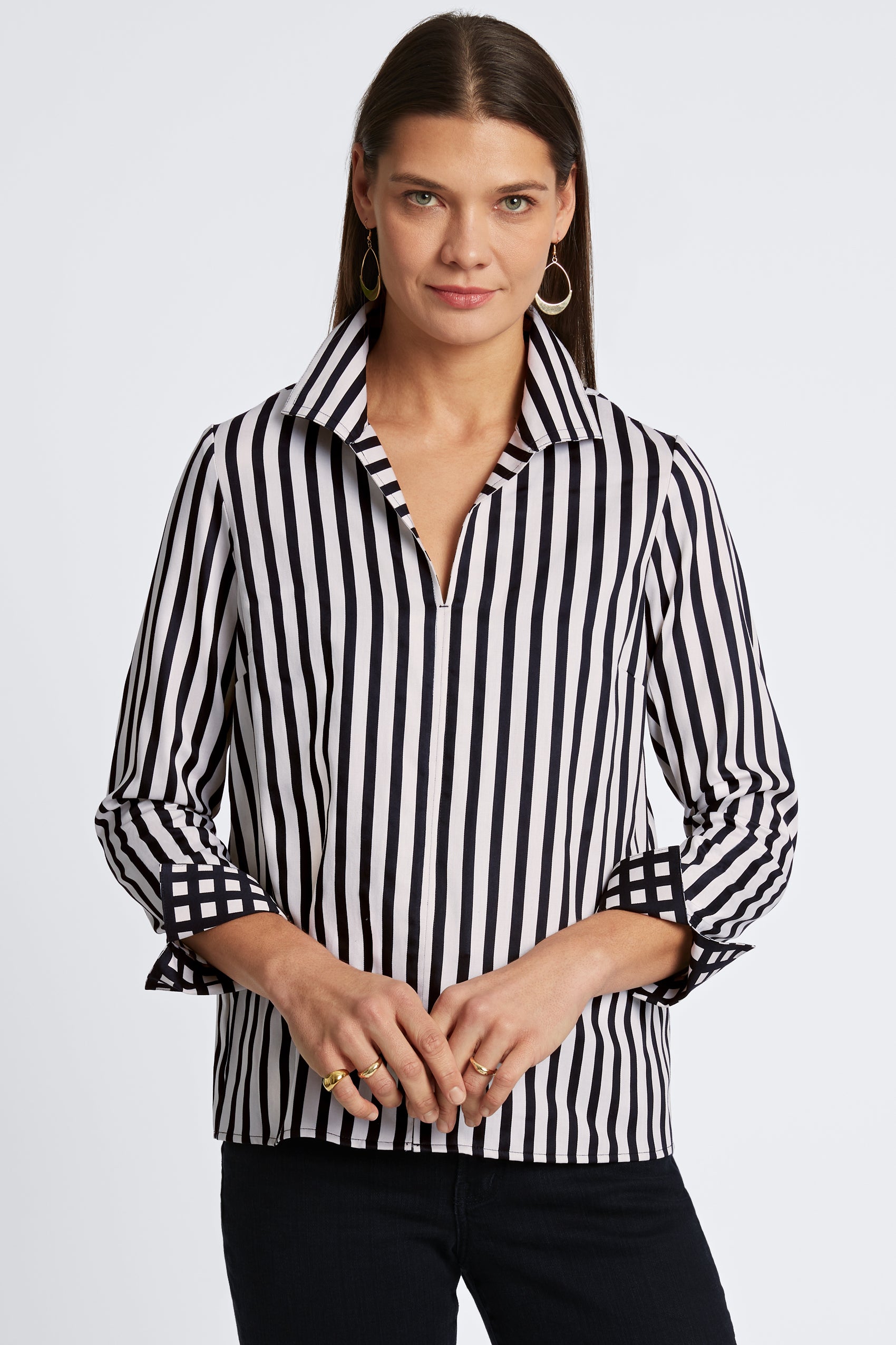 Agnes No Iron Stripe & Gingham Shirt