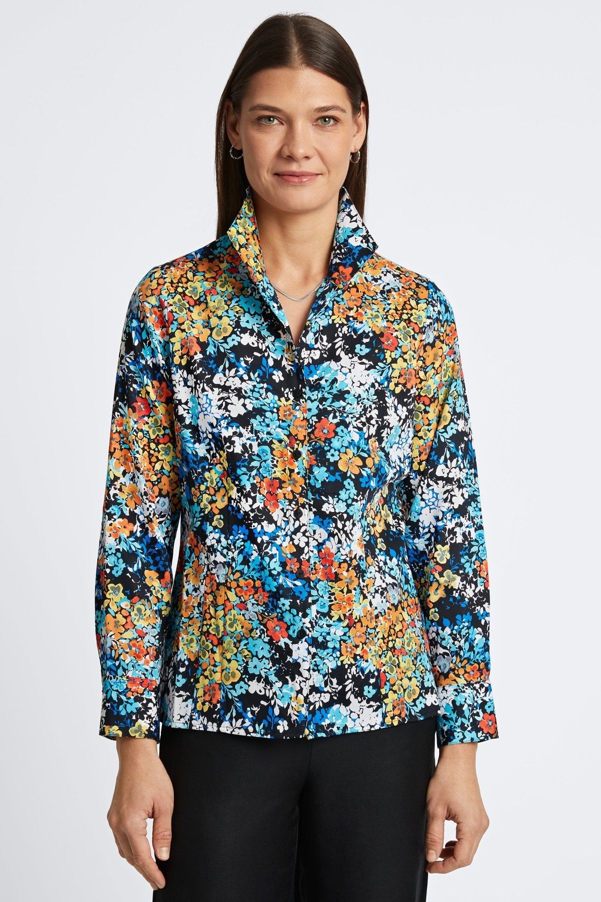 Katie No Iron Floral Clusters Shirt