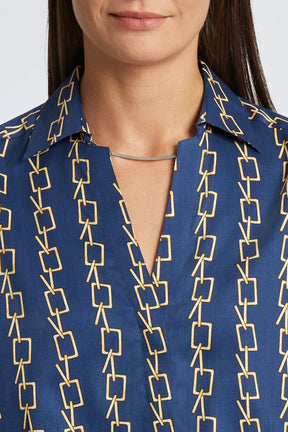 Taylor No Iron Chain Stripe Print Shirt