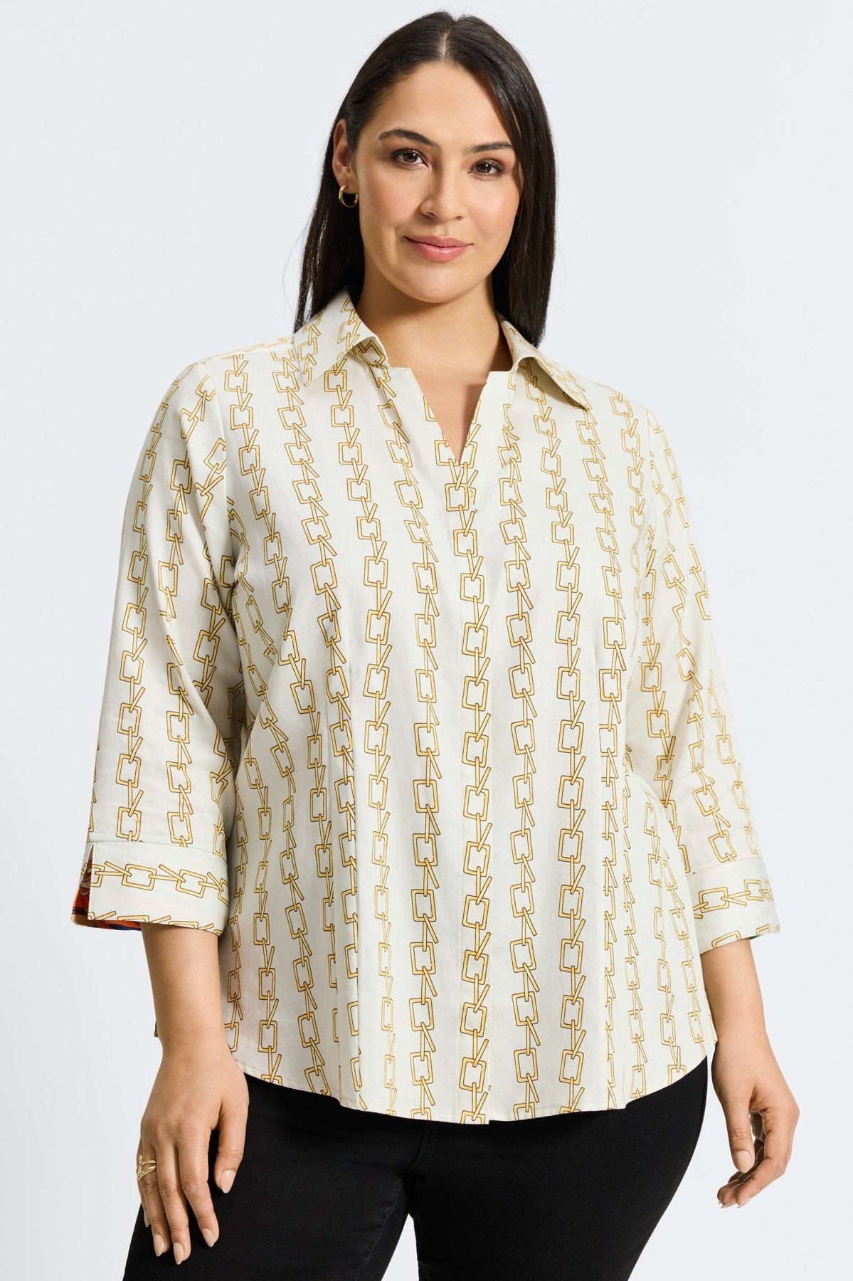 Taylor Plus No Iron Chain Stripe Print Shirt