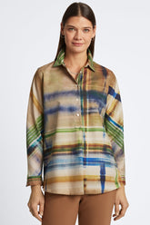 Delia No Iron Painterly Plaid Shirt