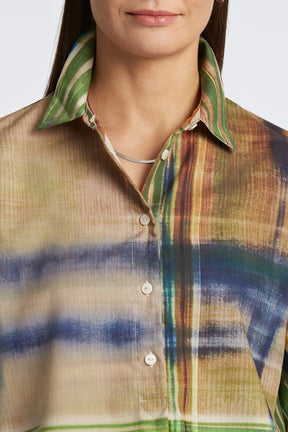 Delia No Iron Painterly Plaid Shirt