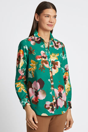 Zoey No Iron Watercolor Floral Shirt