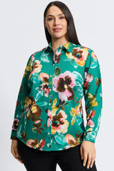 Zoey Plus No Iron Watercolor Floral Shirt