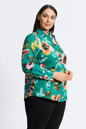 Zoey Plus No Iron Watercolor Floral Shirt