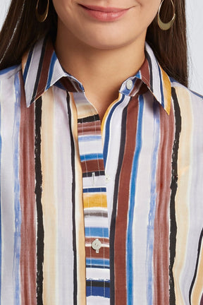 Meghan No Iron Watercolor Stripe Shirt