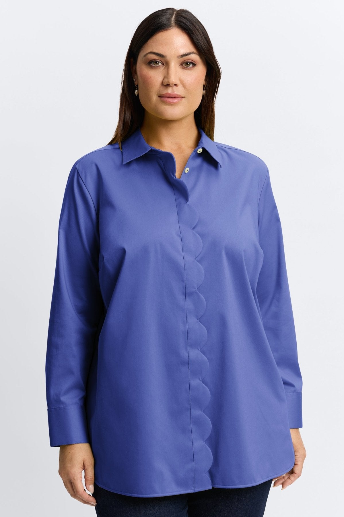 Layla Plus Stretch Matte Sateen No Iron Long Sleeve Tunic