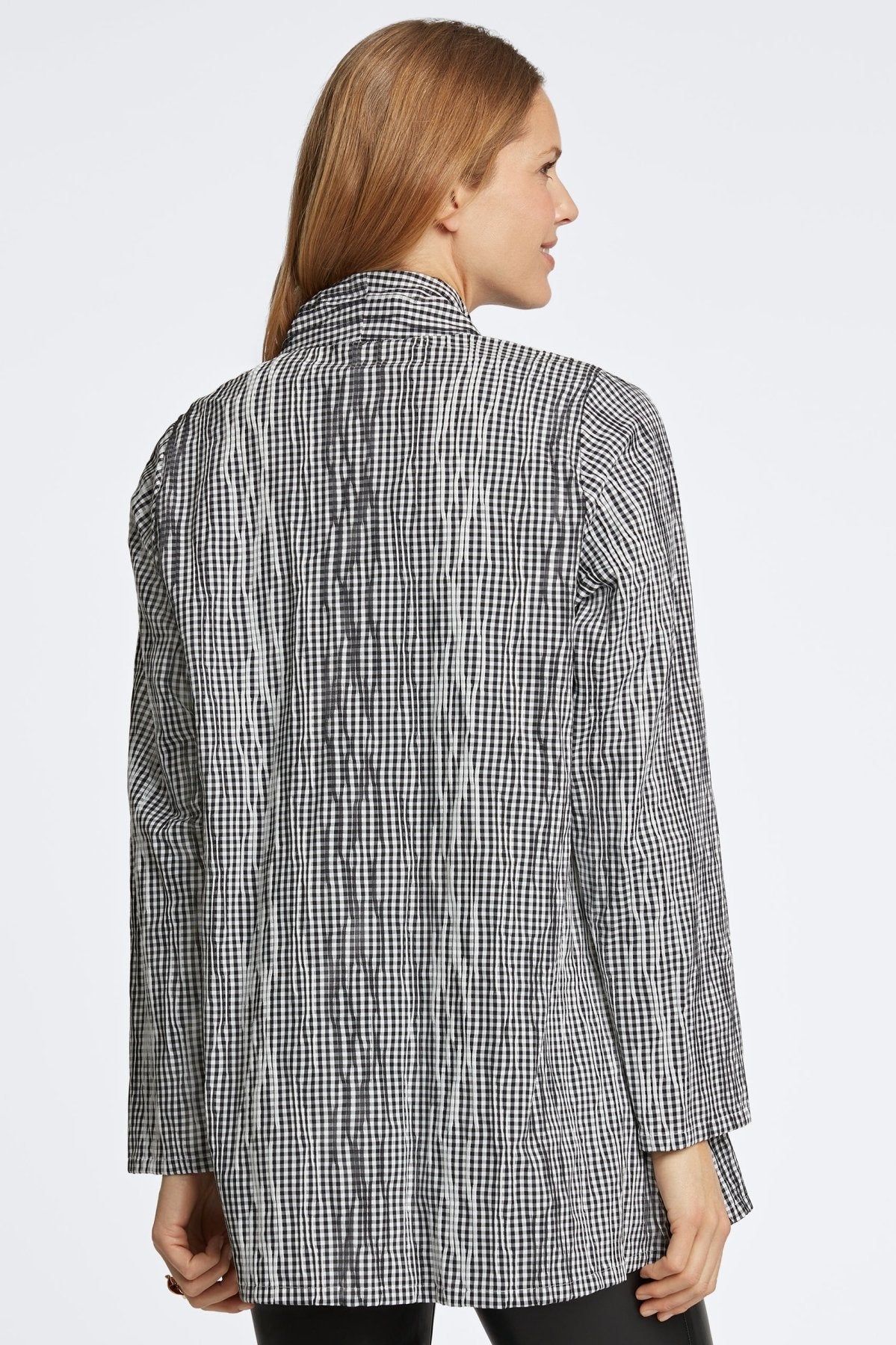 Alana Mini Gingham Crinkle Jacket- Foxcroft