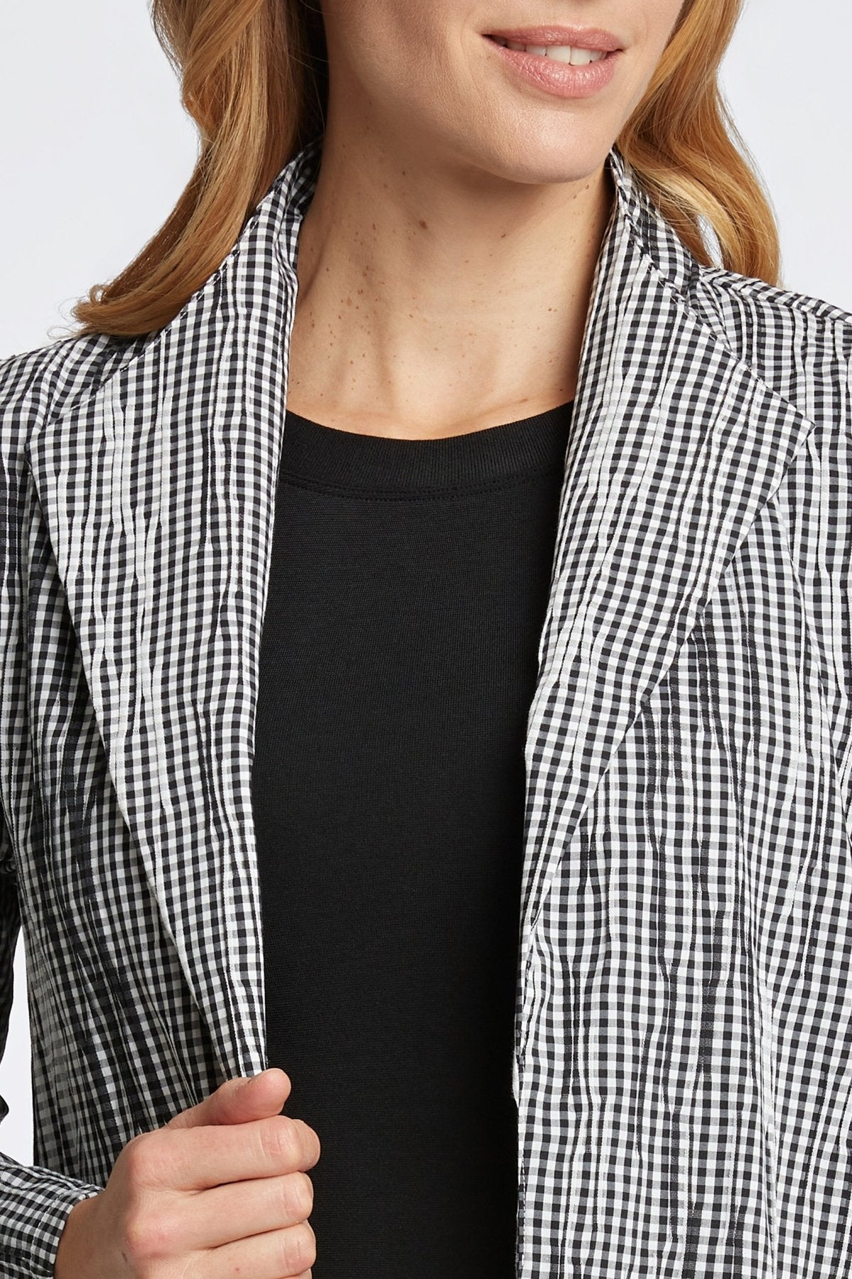 Alana Mini Gingham Crinkle Jacket- Foxcroft