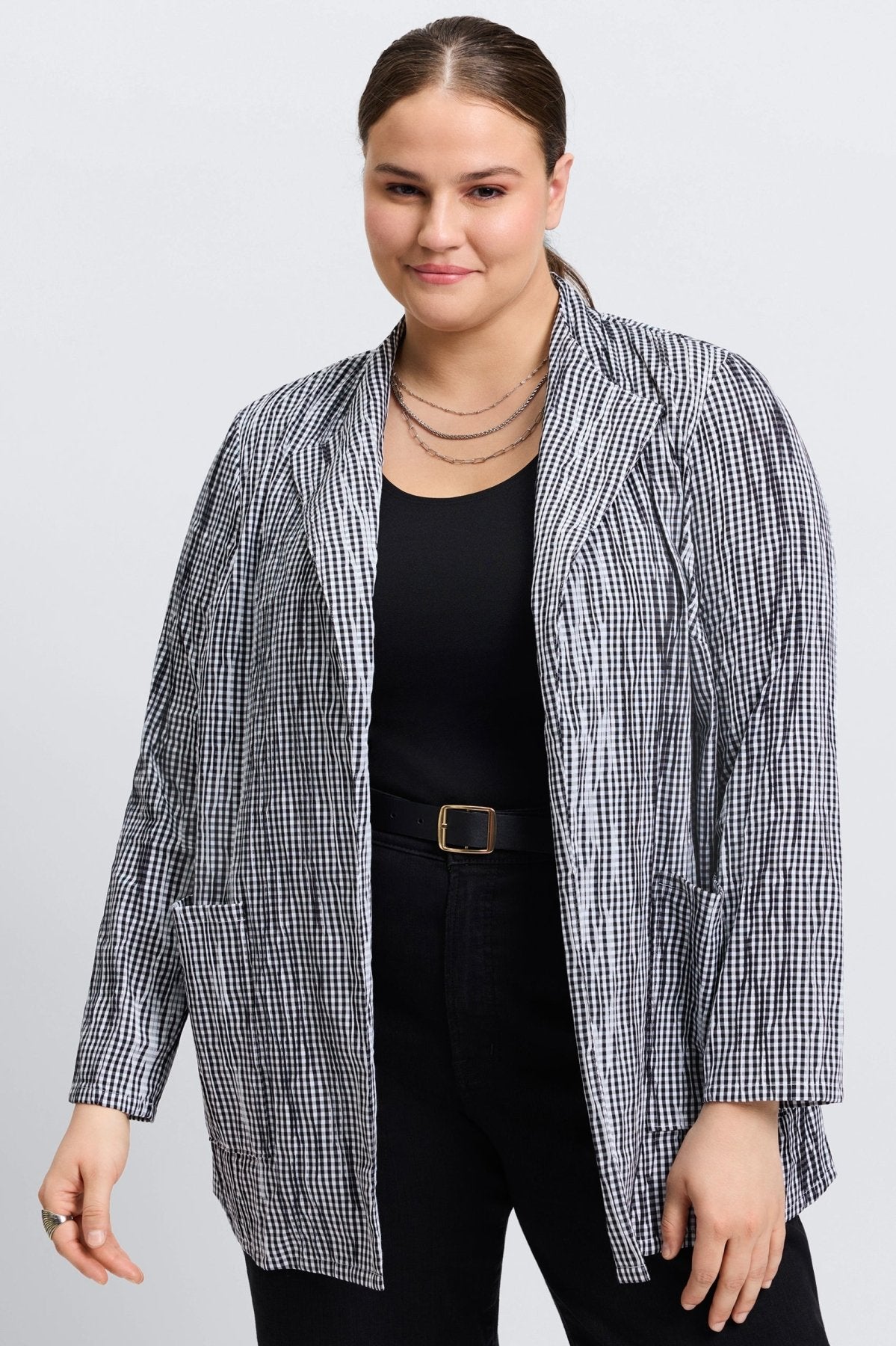 Alana Plus Mini Gingham Crinkle Jacket