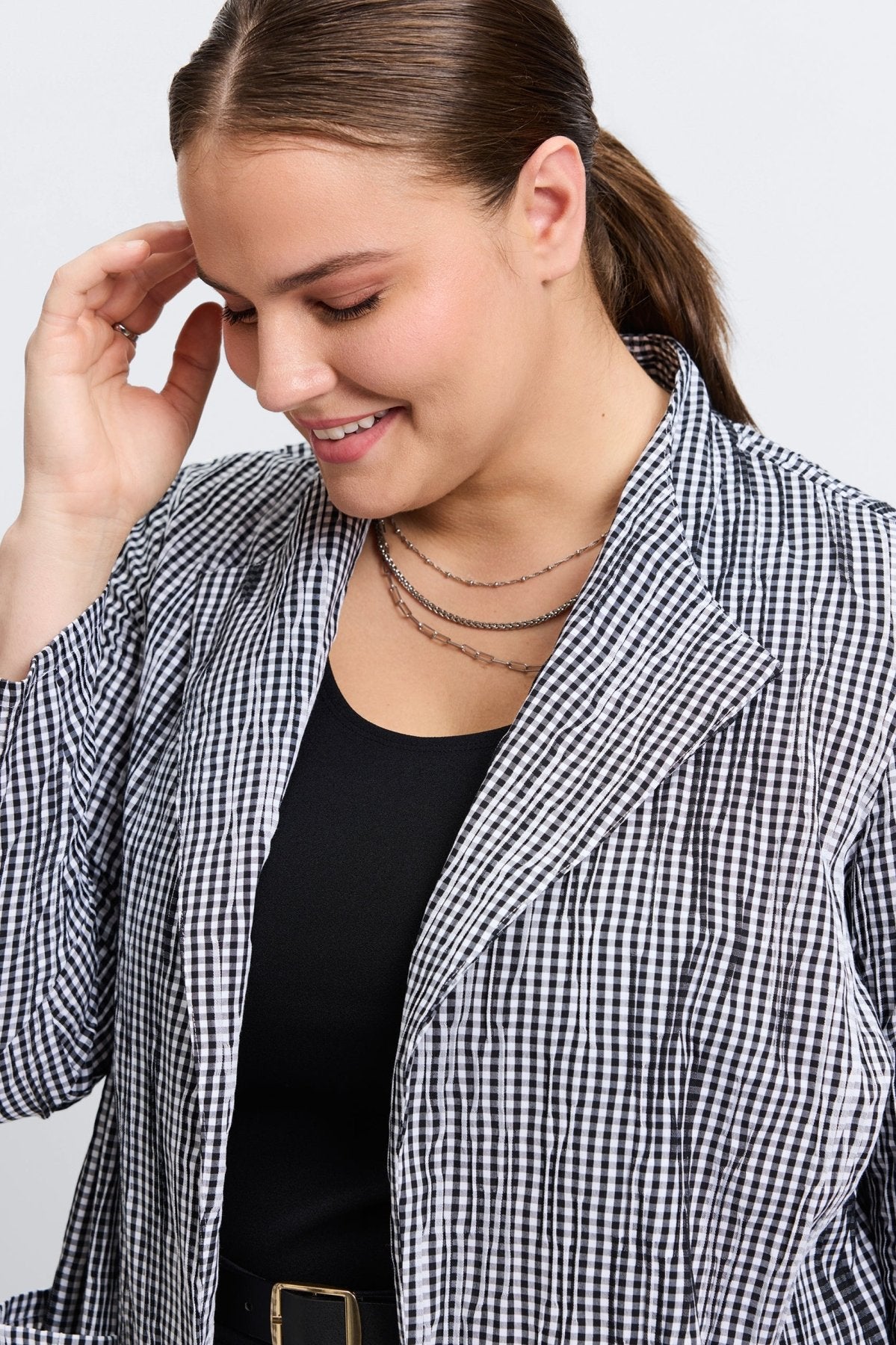 Alana Plus Mini Gingham Crinkle Jacket