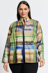 Carolina Plus Painterly Plaid Shirt Jacket