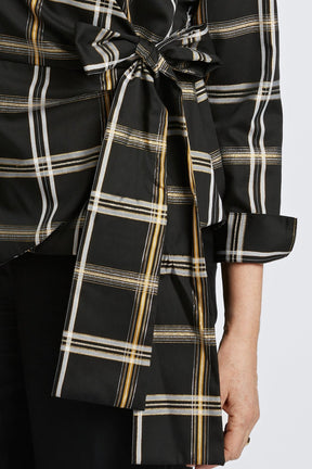 Salina No Iron Gold & Silver Lurex Plaid Shirt