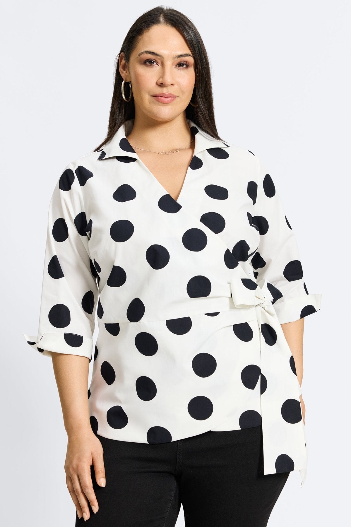 Salina Plus No Iron Black & White Dot Shirt