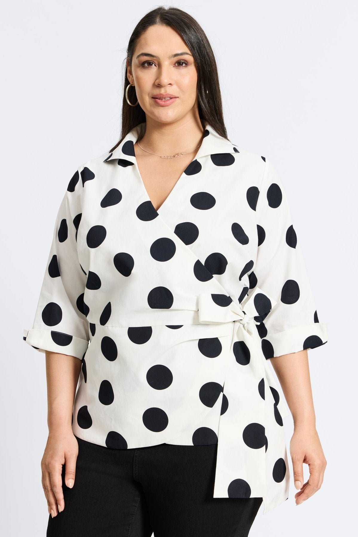 Salina Plus No Iron Black & White Dot Shirt