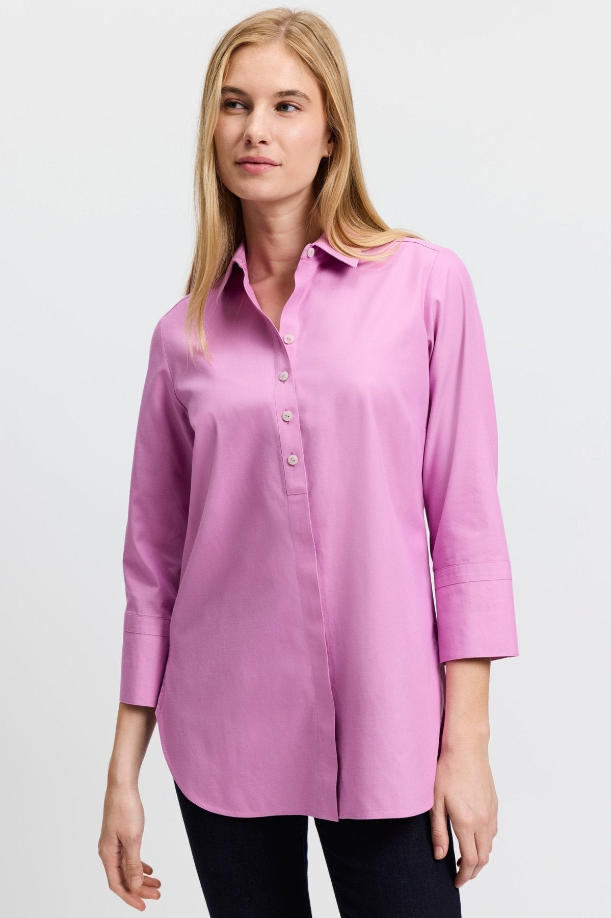 Madison Essential Pinpoint No Iron Tunic- Foxcroft