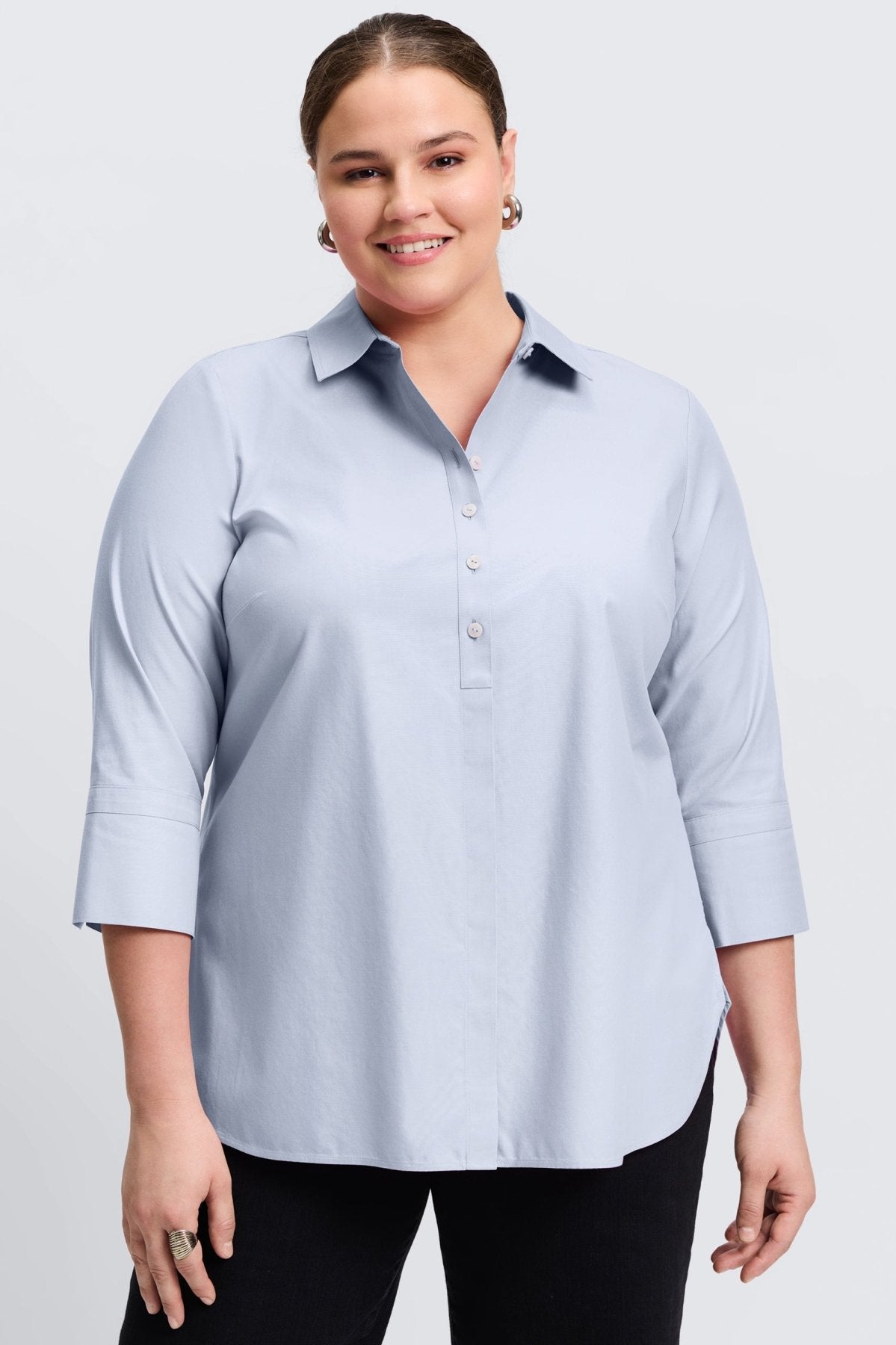 Madison Plus No Iron Pinpoint 3/4 Sleeve Tunic