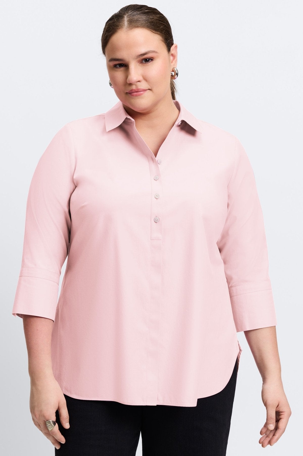 Madison Plus No Iron Pinpoint 3/4 Sleeve Tunic