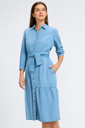 Ivy Tencel® Denim 3/4 Sleeve Midi Dress