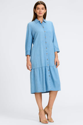 Ivy Tencel® Denim 3/4 Sleeve Midi Dress