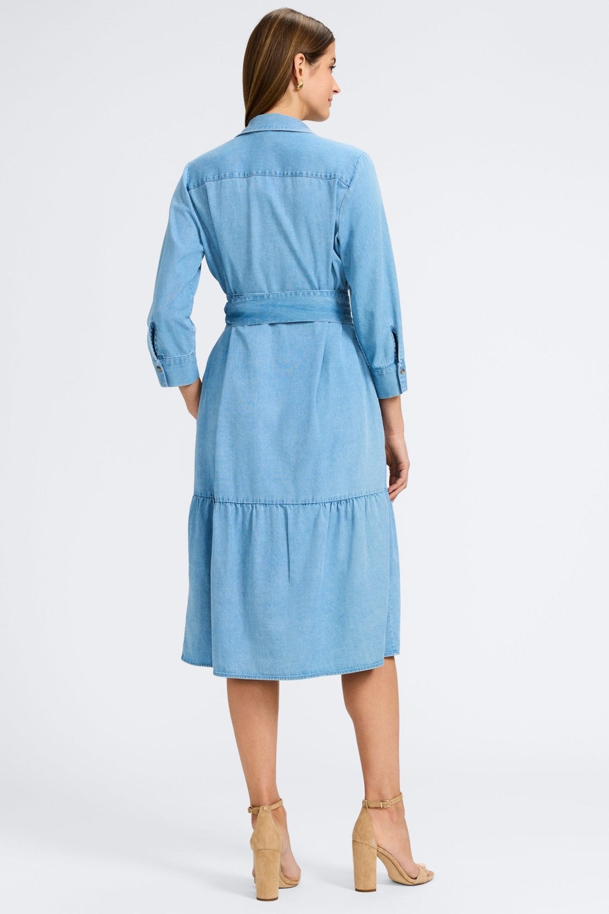 Ivy Tencel® Denim 3/4 Sleeve Midi Dress