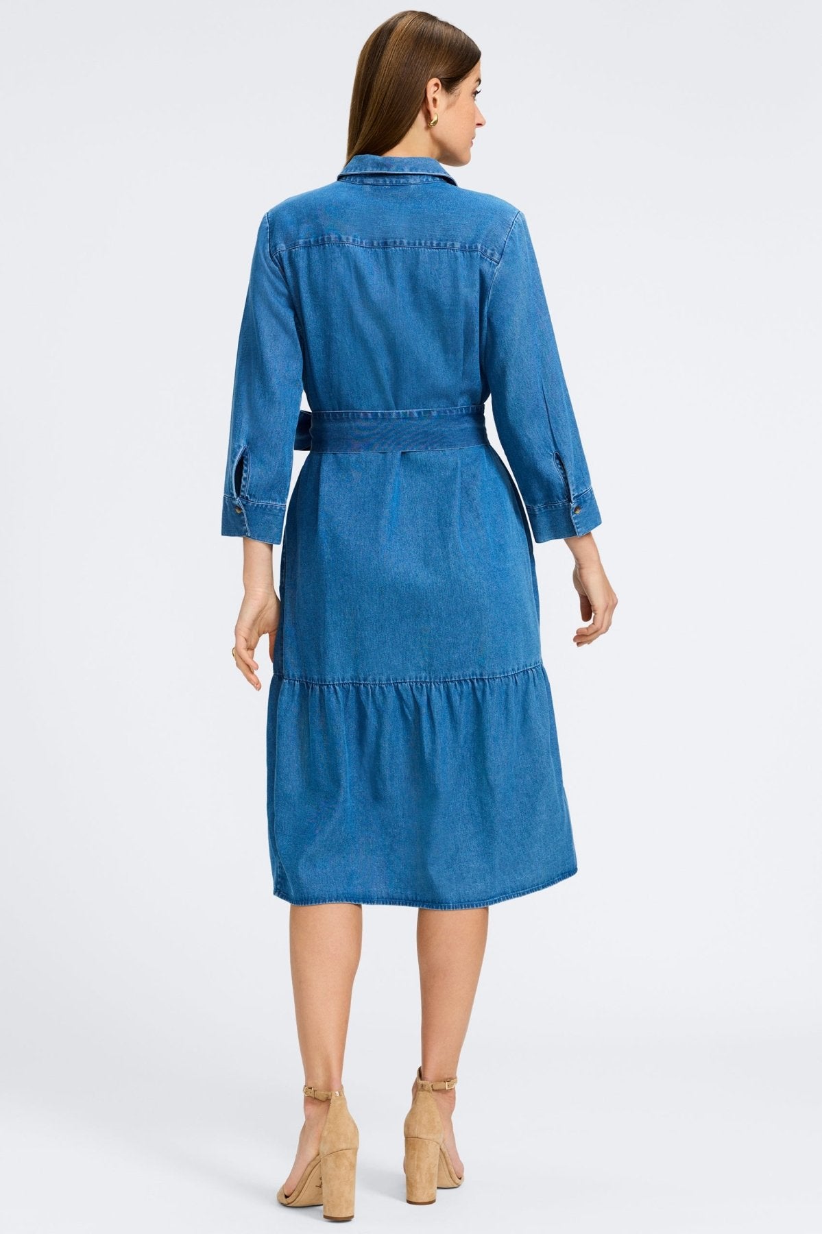 Ivy Tencel® Denim 3/4 Sleeve Midi Dress