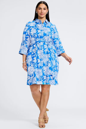 Rocca Plus No Iron Woodblock Floral 3/4 Sleeve Dress