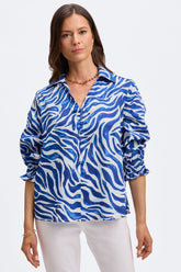 Alexis Tonal Zebra 3/4 Sleeve Popover Shirt