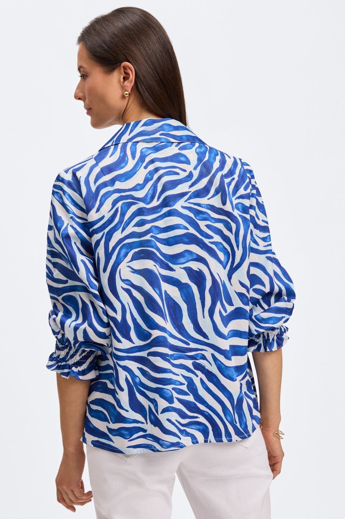 Alexis Tonal Zebra 3/4 Sleeve Popover Shirt