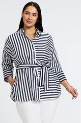 Avery Plus Double Stripe 3/4 Sleeve Shirt