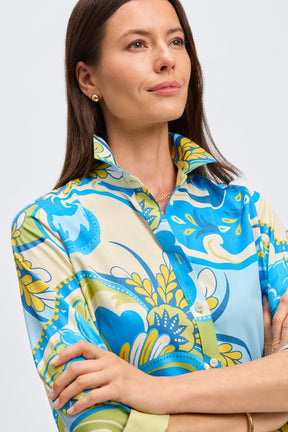 Margie Tropical Jacobean 3/4 Sleeve Shirt