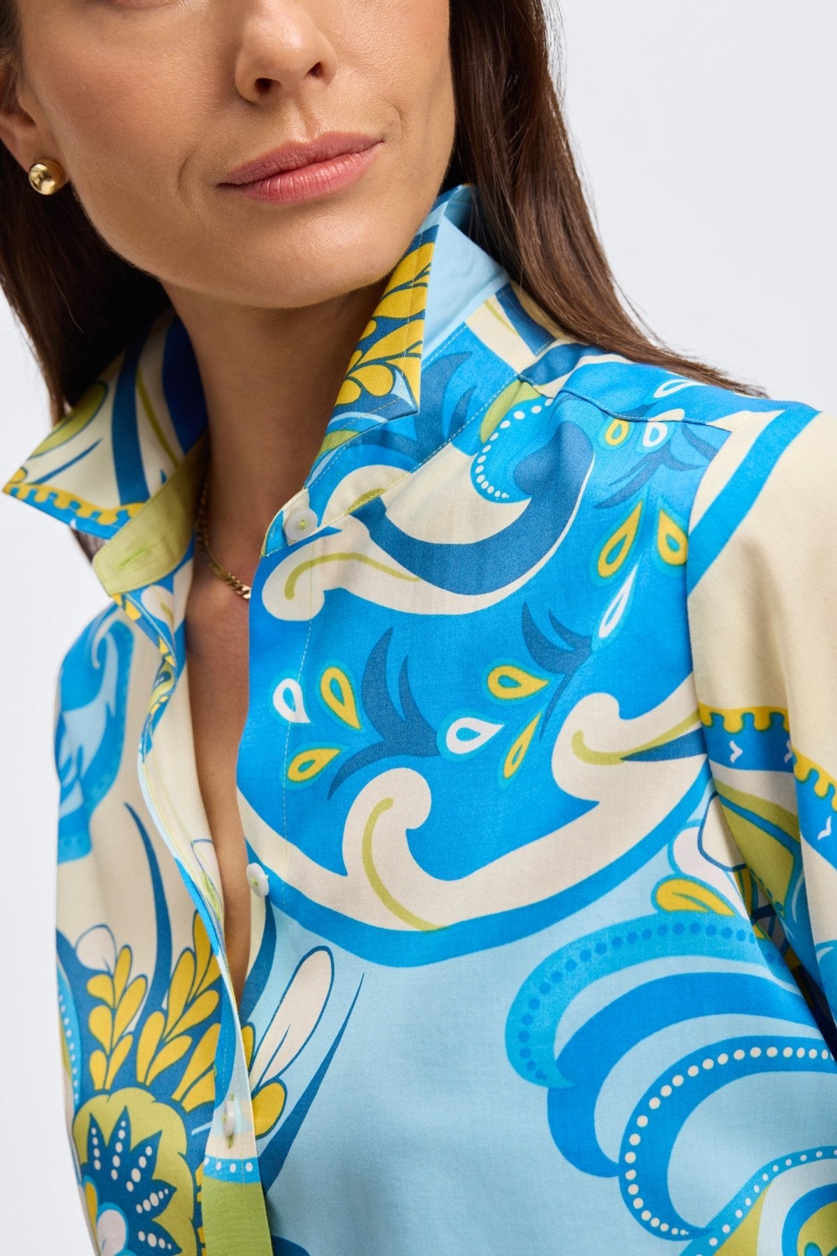 Margie Tropical Jacobean 3/4 Sleeve Shirt