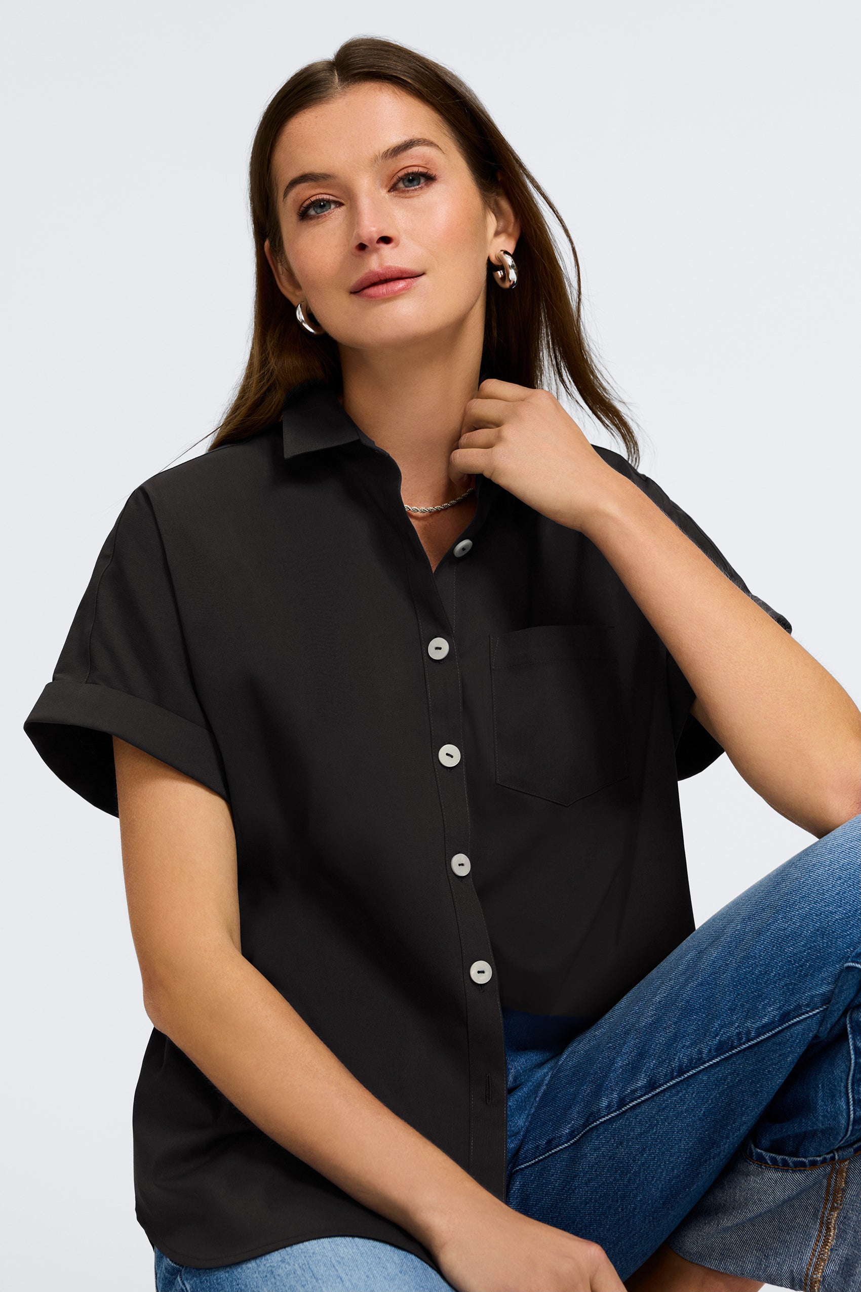 Abigail Stretch No Iron Short Sleeve Shirt