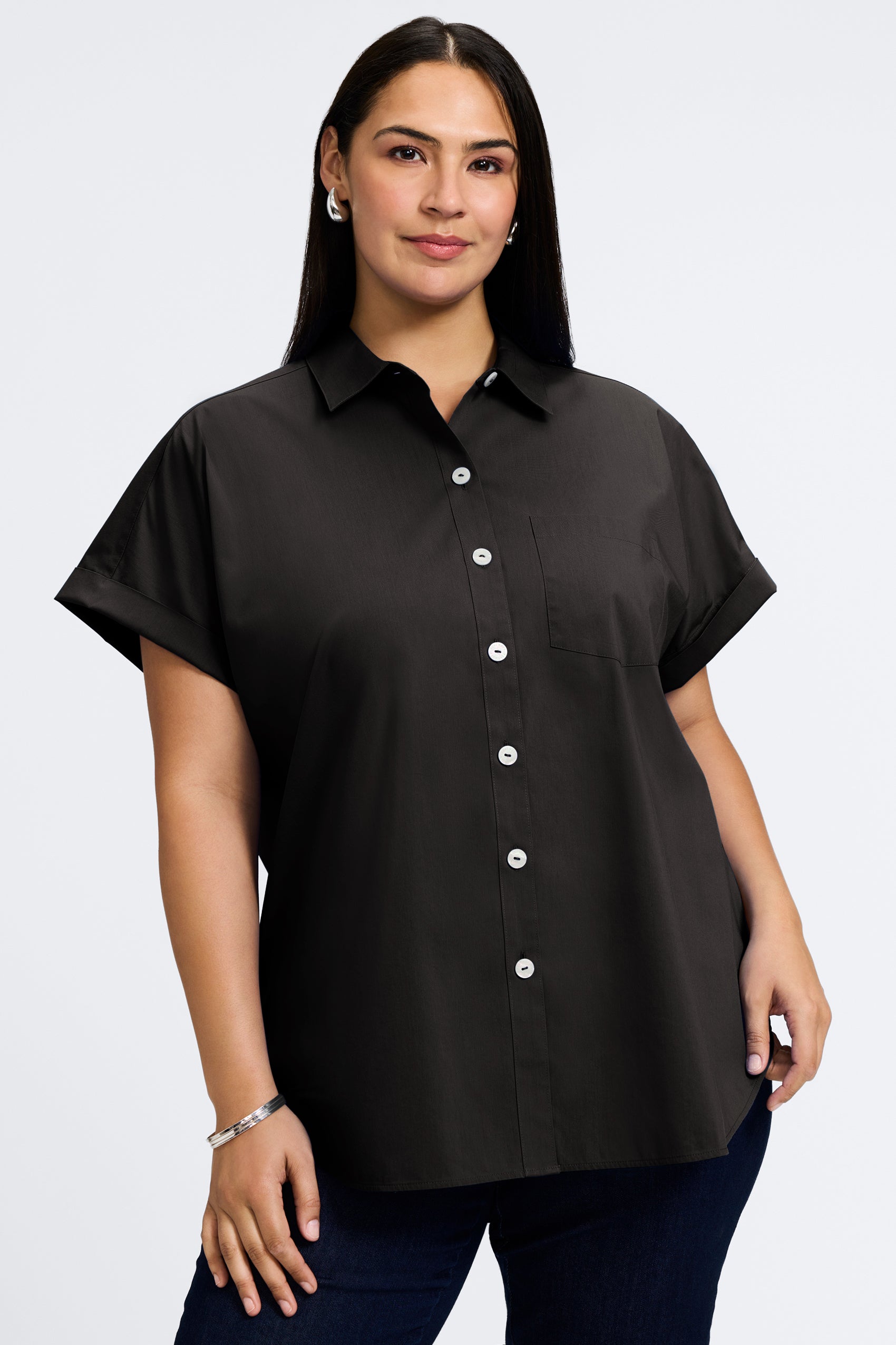 Abigail Plus Stretch No Iron Short Sleeve Shirt