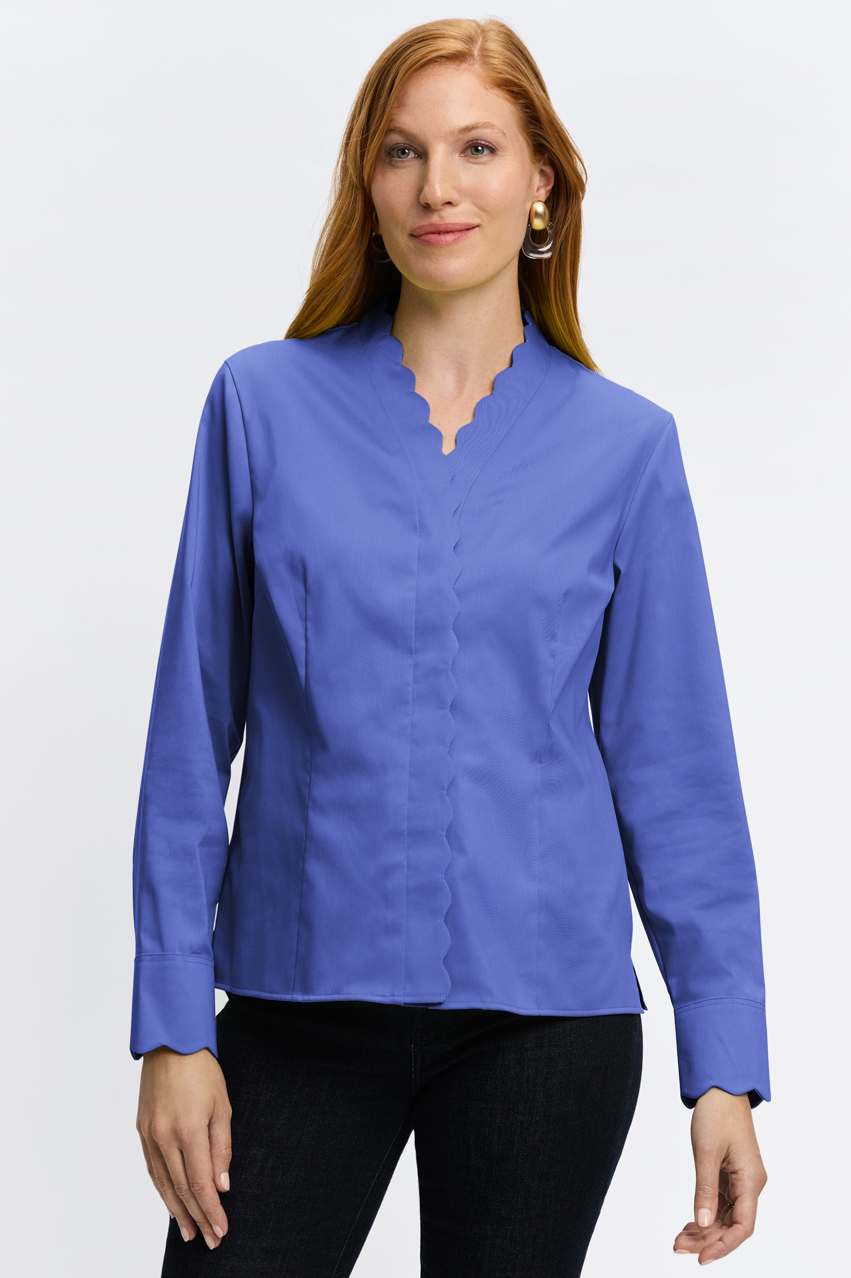 Bridget Stretch Matte Sateen No Iron Long Sleeve Shirt