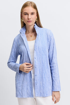 Carolina Crinkle Mini Gingham Shirt Jacket