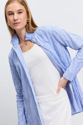 Carolina Crinkle Mini Gingham Shirt Jacket