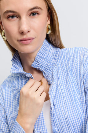 Carolina Crinkle Mini Gingham Shirt Jacket