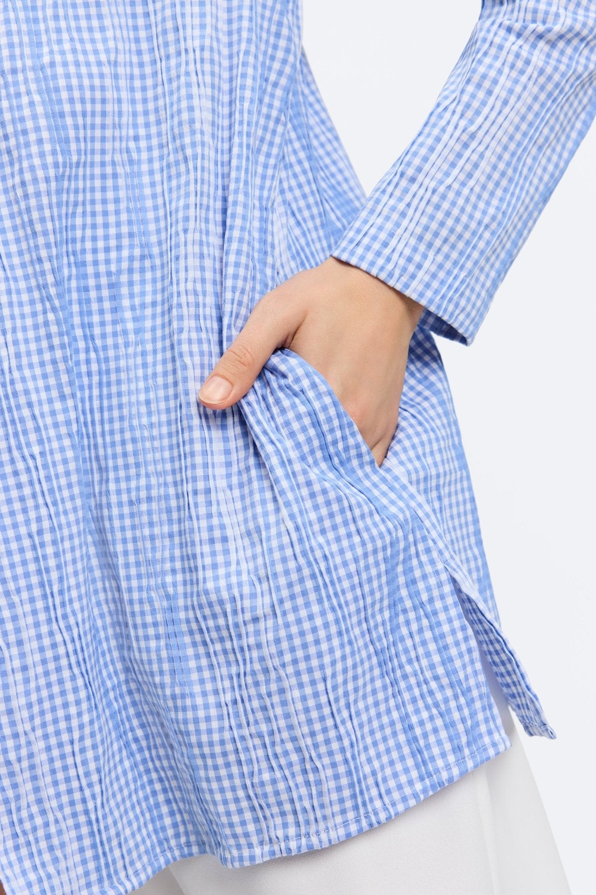 Carolina Crinkle Mini Gingham Shirt Jacket