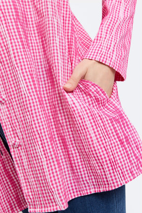 Carolina Crinkle Mini Gingham Shirt Jacket