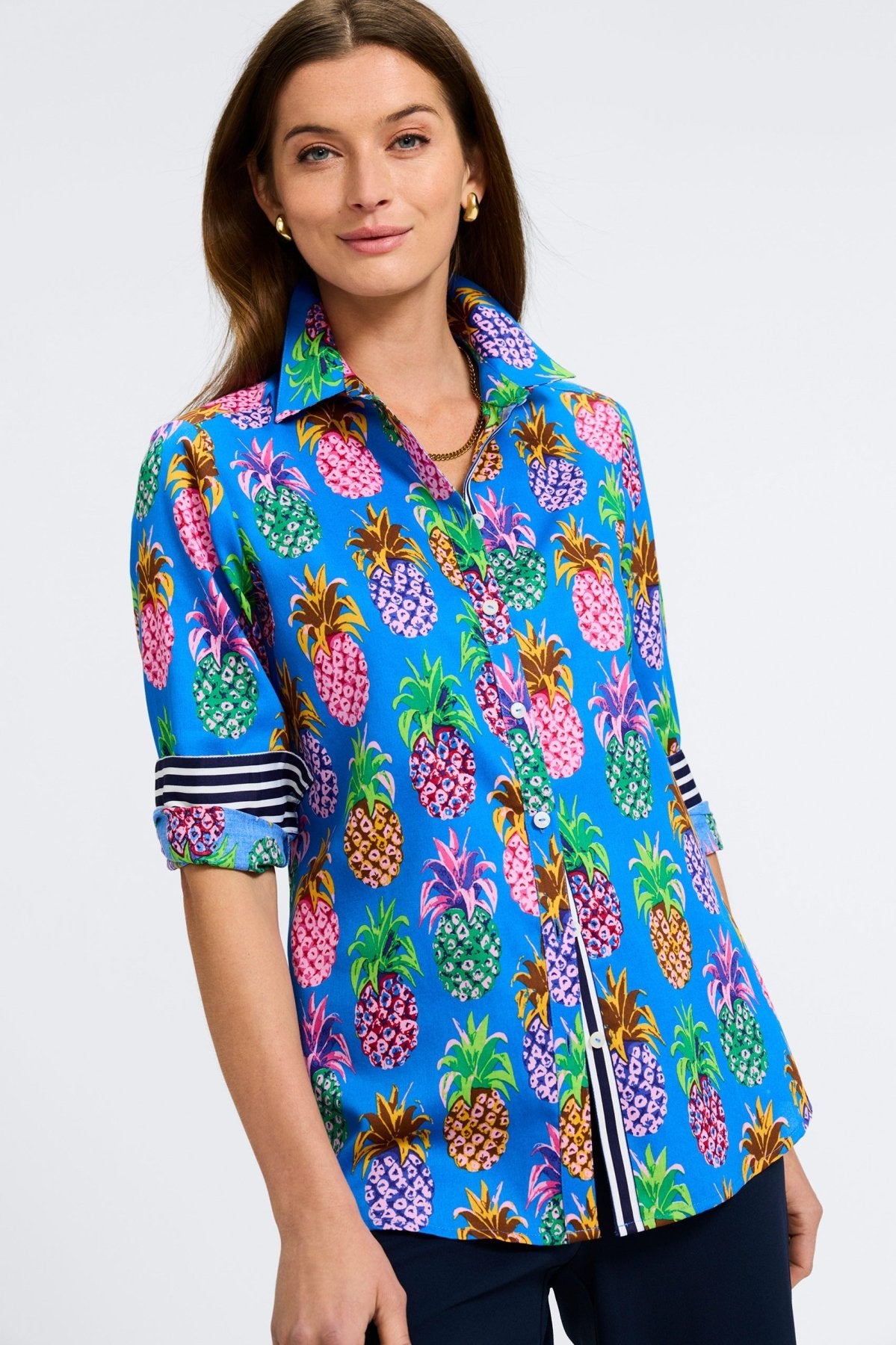 Zoey No Iron Pineapple Long Sleeve Shirt