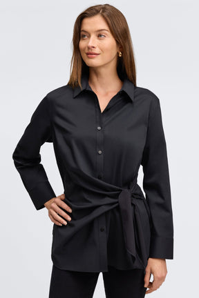 Sabine Stretch Matte Sateen No Iron Tie Shirt