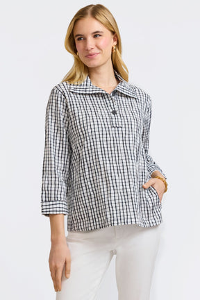 Sammy Crinkle 3/4 Sleeve Popover Shirt Jacket