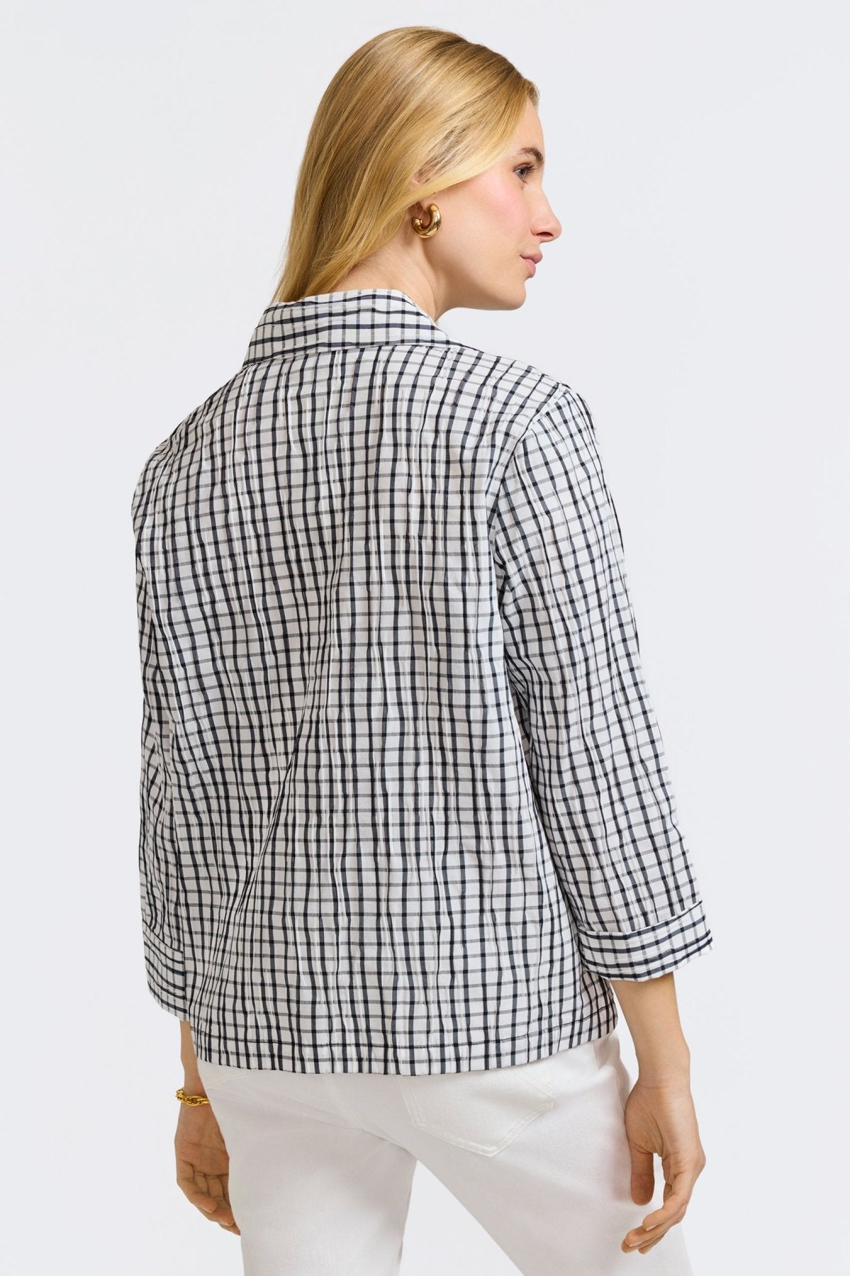 Sammy Crinkle 3/4 Sleeve Popover Shirt Jacket