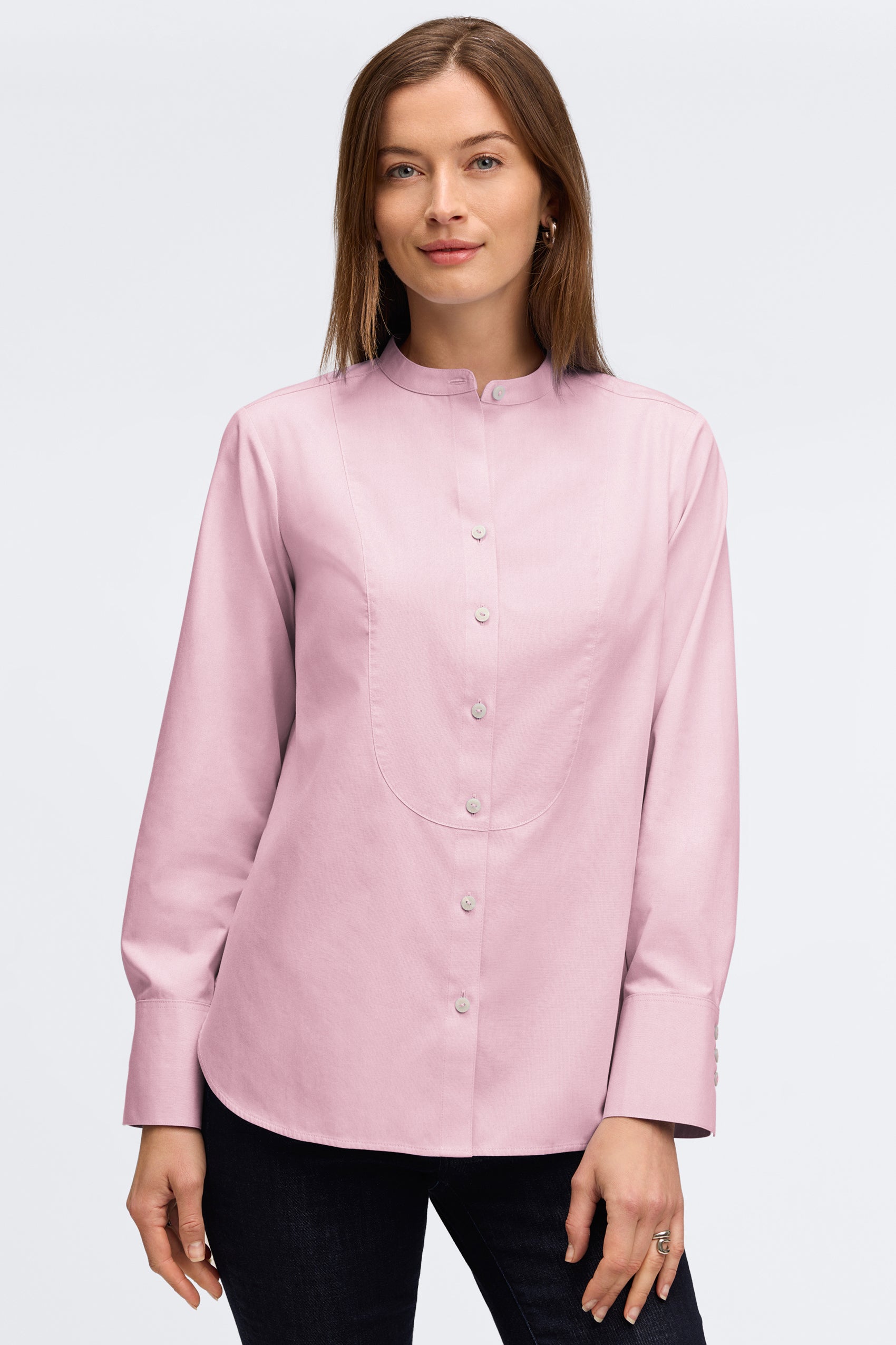 Kris No Iron Pinpoint Tuxedo Bib Long Sleeve Tunic