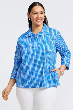 Sammy Plus Crinkle 3/4 Sleeve Popover Shirt Jacket