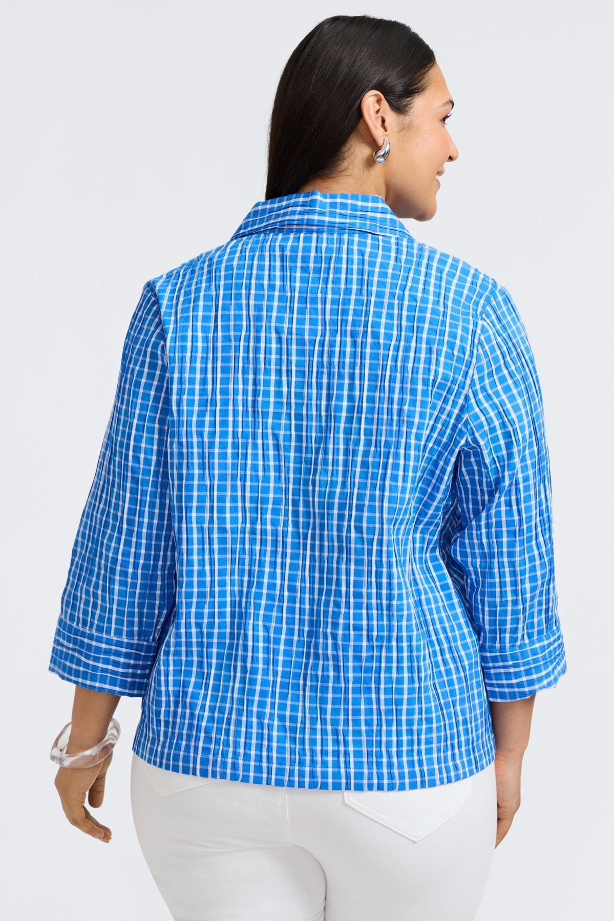 Sammy Plus Crinkle 3/4 Sleeve Popover Shirt Jacket