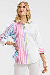 Charlie No Iron Stretch Ombré Stripe 3/4 Sleeve Shirt